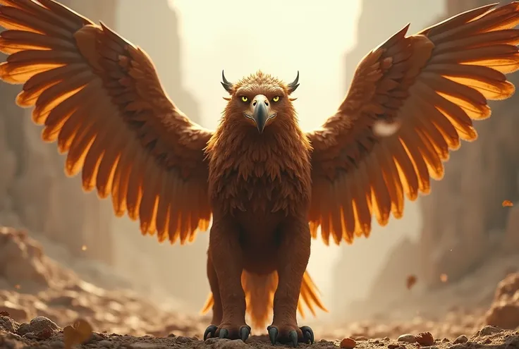 Griffin with spread wings, ((Eagle wings and upper body, Lion&#39;s body, Sharp beak)), ((masterpiece, Highest quality, Best image quality, High resolution, Realistic, RAW Photos, 8k)), ((Highly detailed CG synthesis 8k wallpaper)), (Huge and stunning godd...