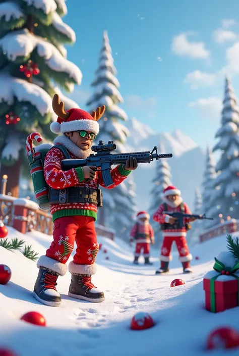 Create battle royale 3d fps game skin,  Christmas Theme