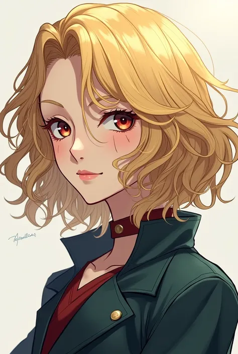 Make an anime oc with Bungou Stray Dogs&#39; features. blonde and wavy hair, the pale skin is scarred