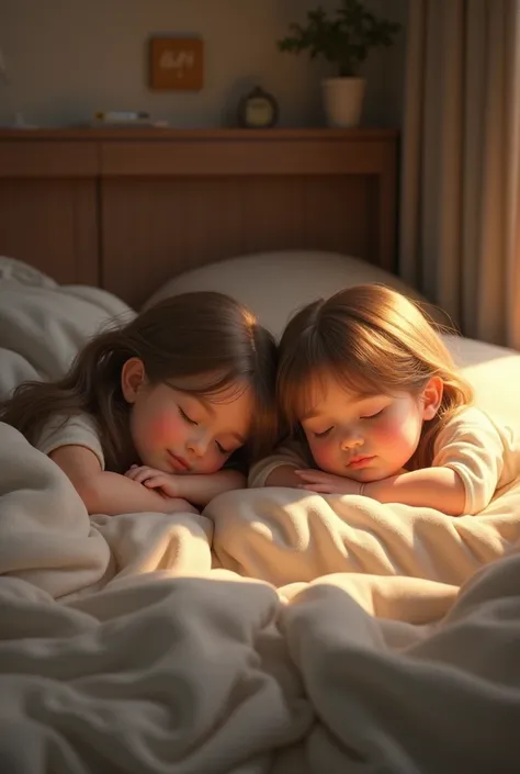 Sleeping girl and boy in aroom
