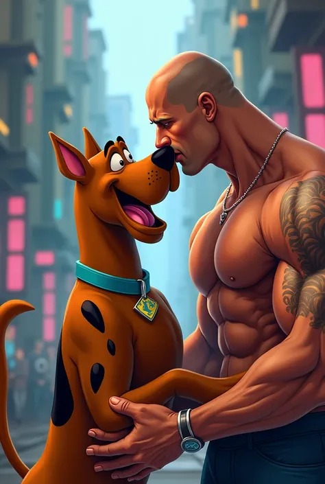 Scooby-Doo beijando o the rock