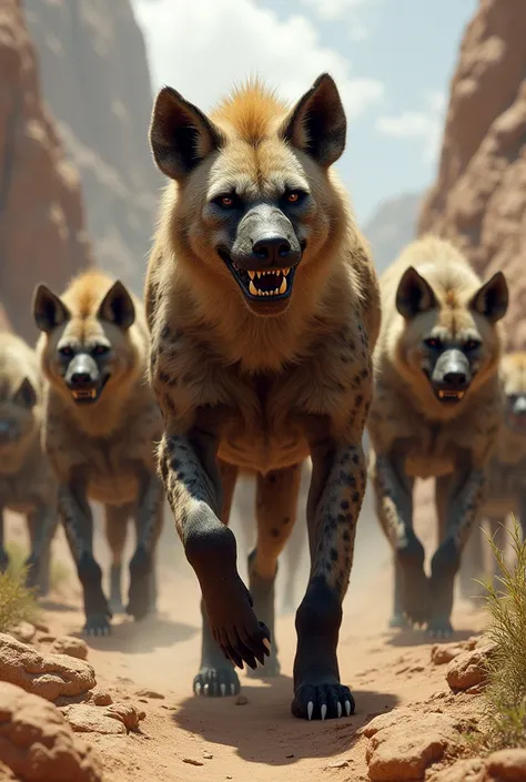 10 male hyena warriors