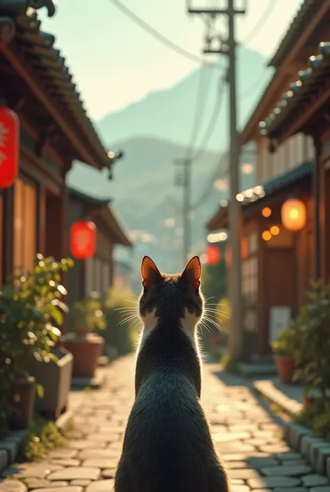 Retro townscape　Cat&#39;s back view　Asahi　beautiful　Japan