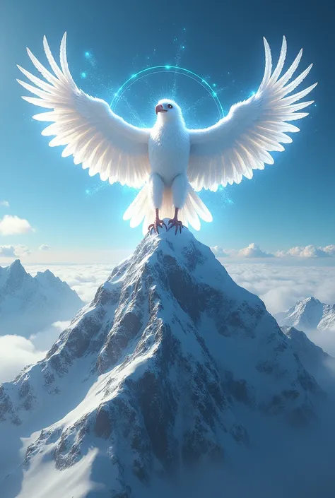 A condor that becomes a celestial being on a mountain 