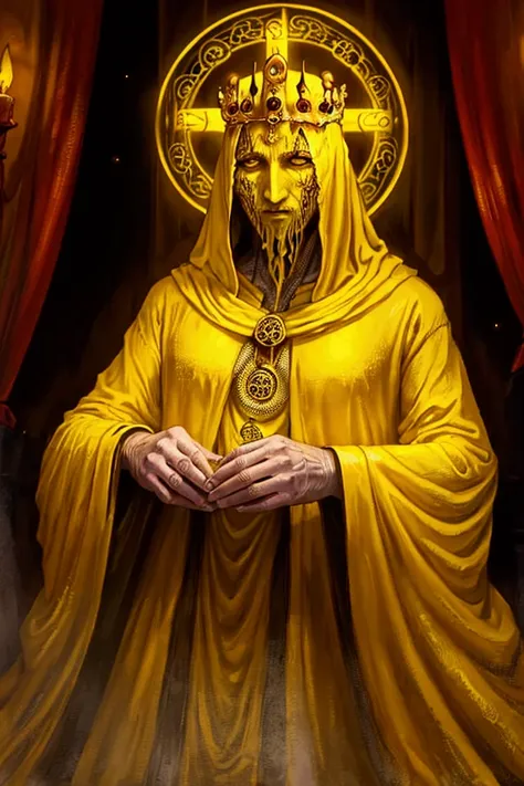 a painting of hastur the king in yellow, yellow-robed, king in yellow, hastur the king in yellow, , portrait of hastur the king ...