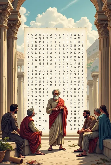 Create a word search with words related to Socrates (Socratic method)
In Portuguese