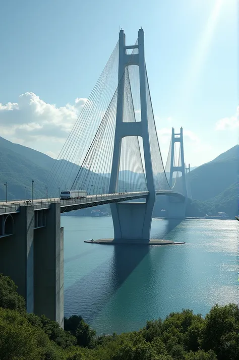 [Cut to the second bridge - Eshima Ohashi Bridge, Japan]