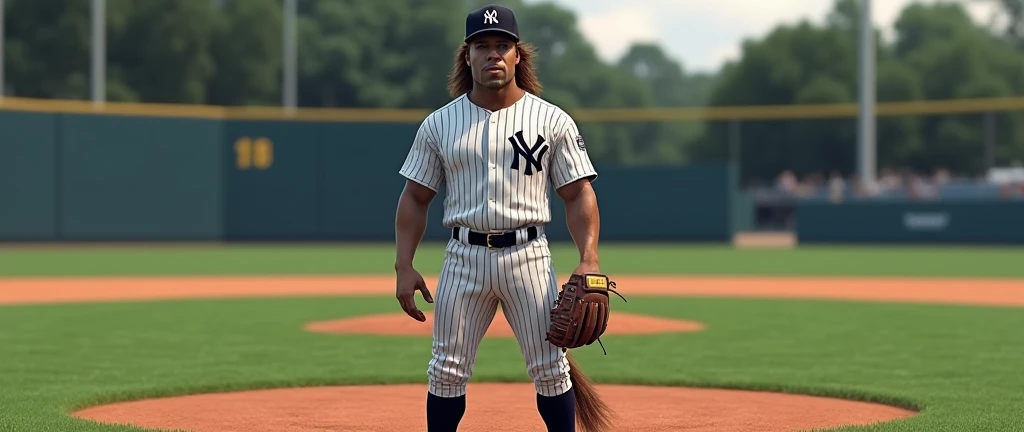 Baseball horse player with Yankees Uniform