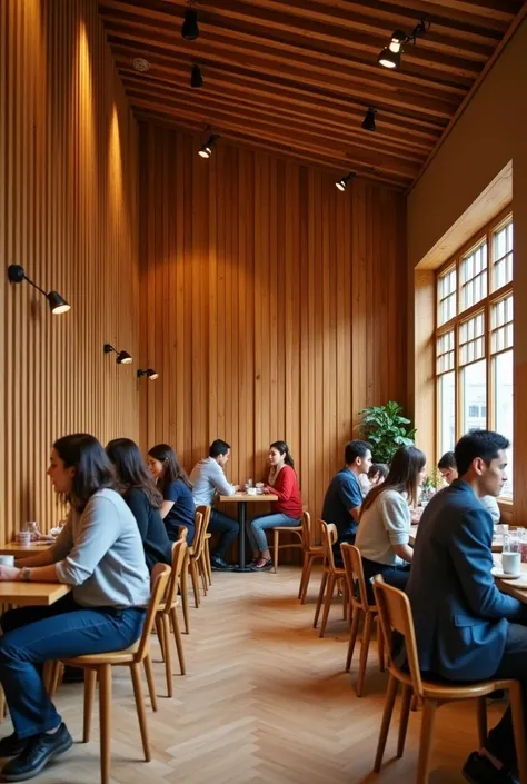 acoustic wood panel in cafe
