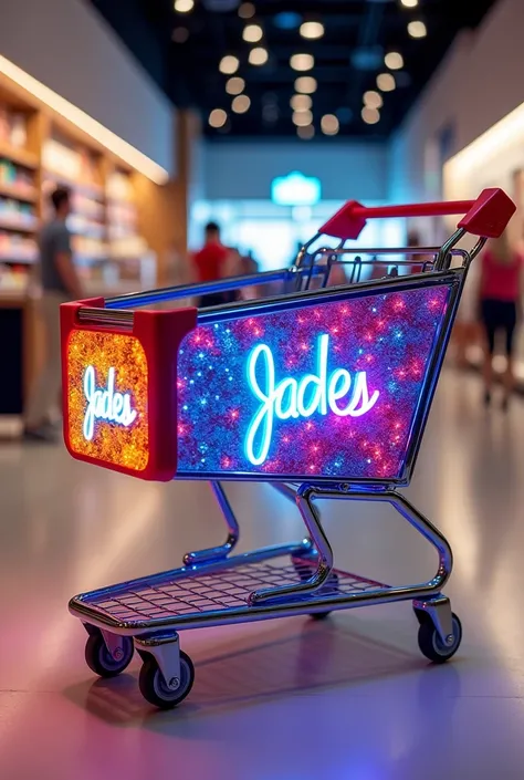 Image of a creative shopping cart with colors that attract the customer&#39;s attention and that has the name JADES