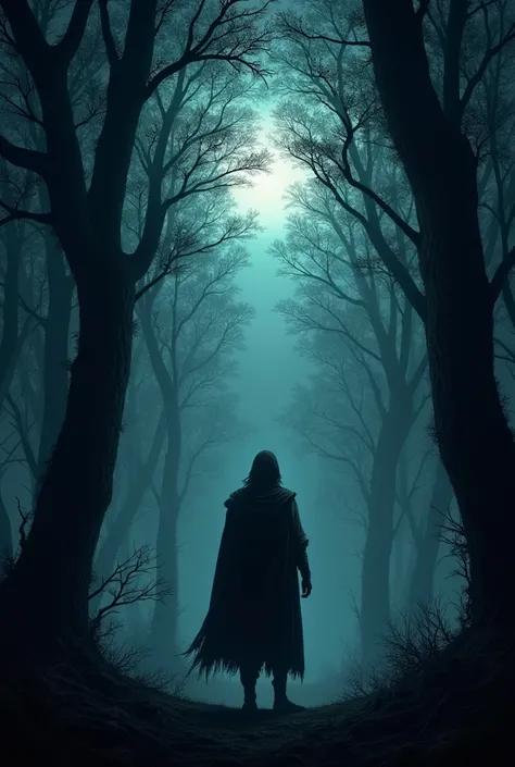 A man in the forest at night