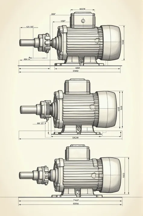 make a sketch for maintenance of a motor with brake. Measurements in accordance with technical drawing standards, place all measurements based on a real size motor with brake. It has to have a side view, Superior e frontal. nothing too elaborate but with t...