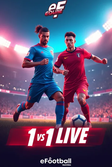 YouTube thumbnail playing efootball with subscribers 1 Vs 1 live