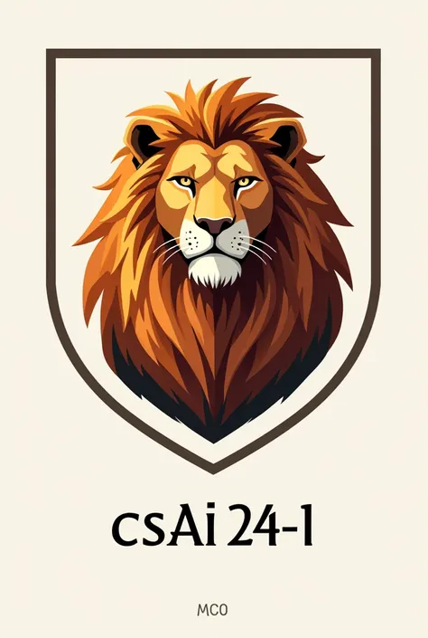 Emblem about orange head lion and below there is an inscription "CSAI-24-1"