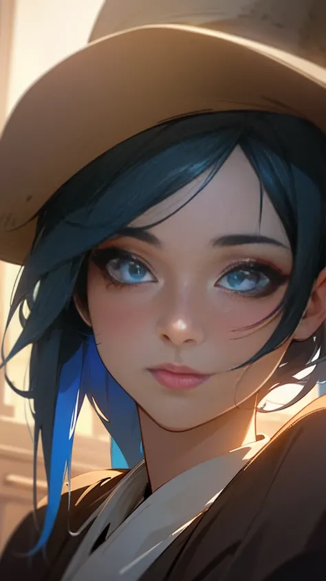 a tomboy anime girl wearing a country hat, beautiful detailed eyes, beautiful detailed lips, extremely detailed face and features, long eyelashes, intricate details, highly detailed, 8k, unreal engine 5, photorealistic, cinematic lighting, vibrant colors, ...