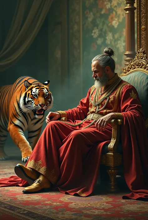 Seeing the king lying down, the tiger ran away