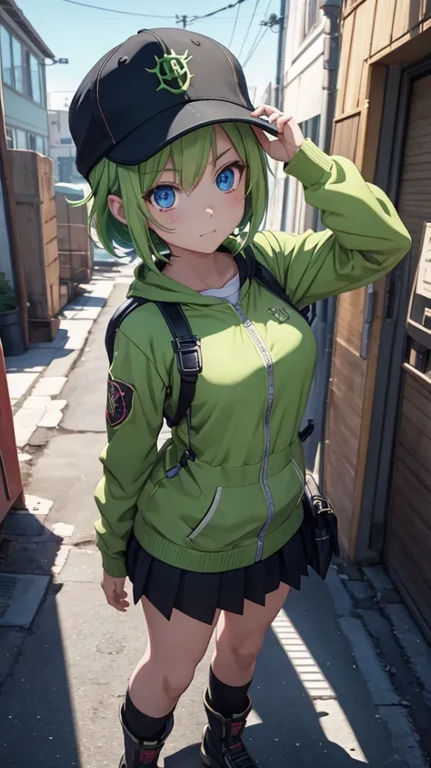 tomsboy loking anime gir,anime girl, tomsboy, county hat, 8k, ultra details, unreal engine5, cute face, full body