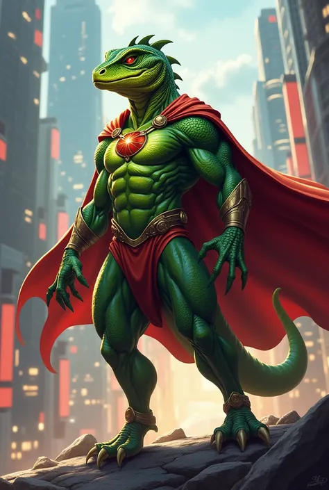 Humanoid lizard superhero 