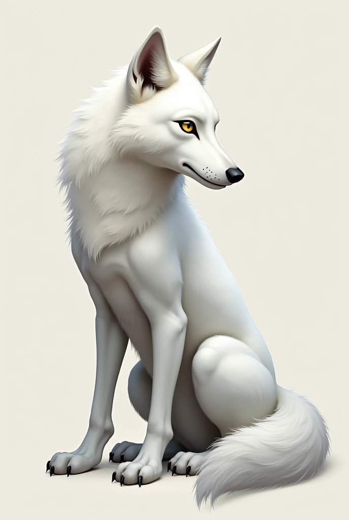 A fursona of a white wolf with touches of gray