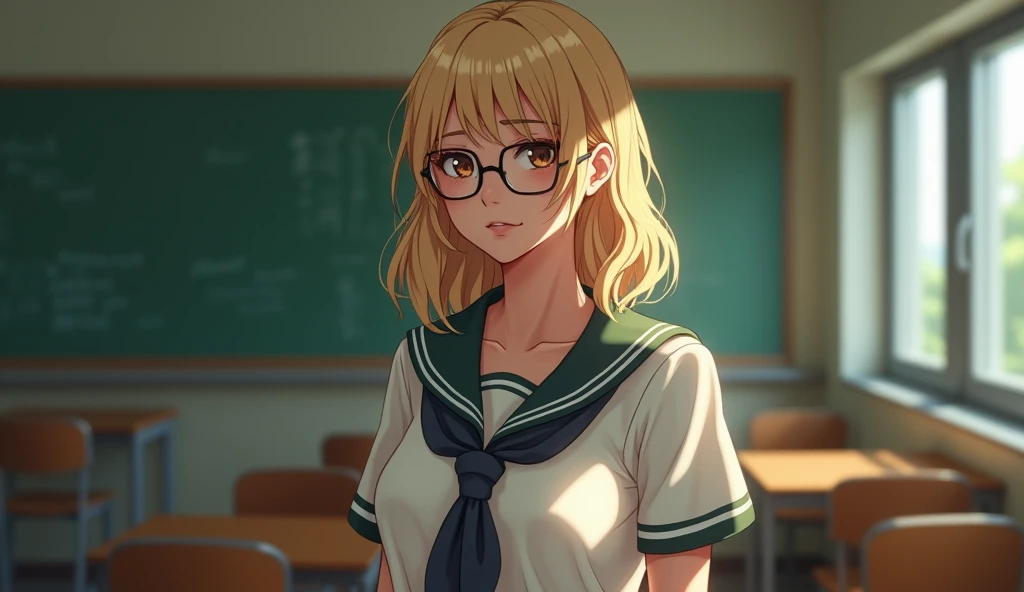 blond，School，girl，wet，Good figure，Sexy，20 years old，Asia，Glasses