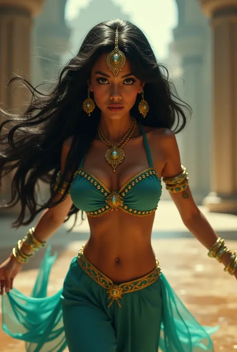 Stunning Princess Jasmine, photo in 8k, in action, cinematic.