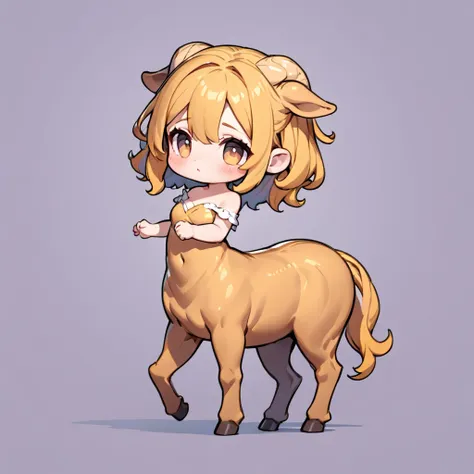 centaur, female centaur, wearing a delicate off-the-shoulder dress, chibi cute, chibi centaur, mythical creatures, cute pose, si...