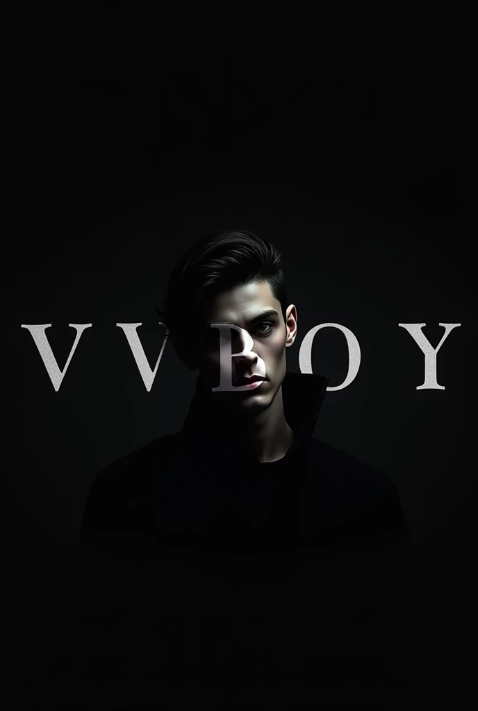 Black background with the name v boy with style font