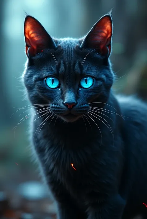 Cat with blue red eyes