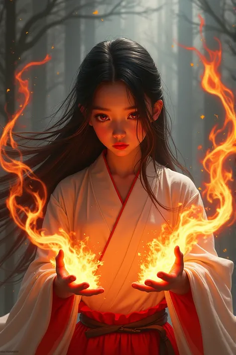 Nezuko with fire effects
