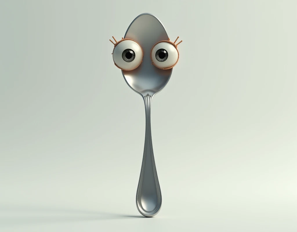 A spoon with eyes