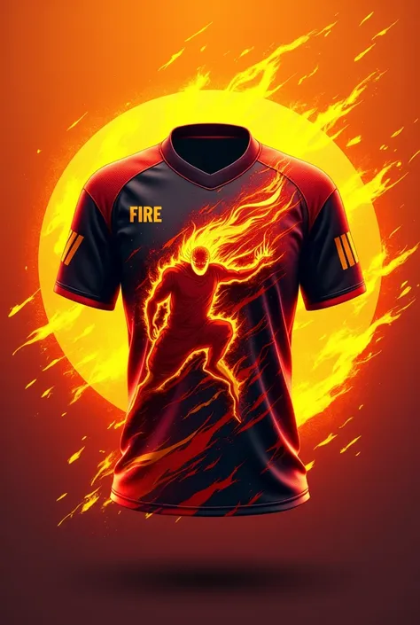 Make me a simple team shirt jersey design for school sport fest the theme is avatar fire element