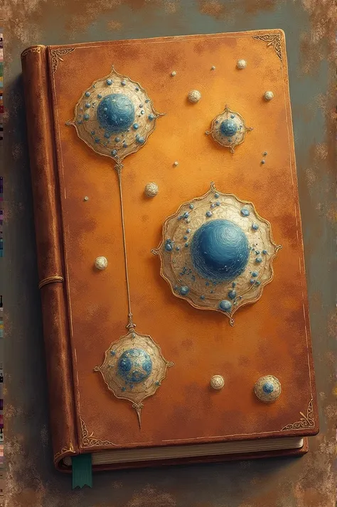 A back book cover for eukaryotic cells, brown , vintage, painting 