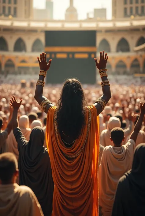  Hindu Lord Sri Krishna in  Makkah and praying with Muslims by raising his 
hands towards  kabbah       