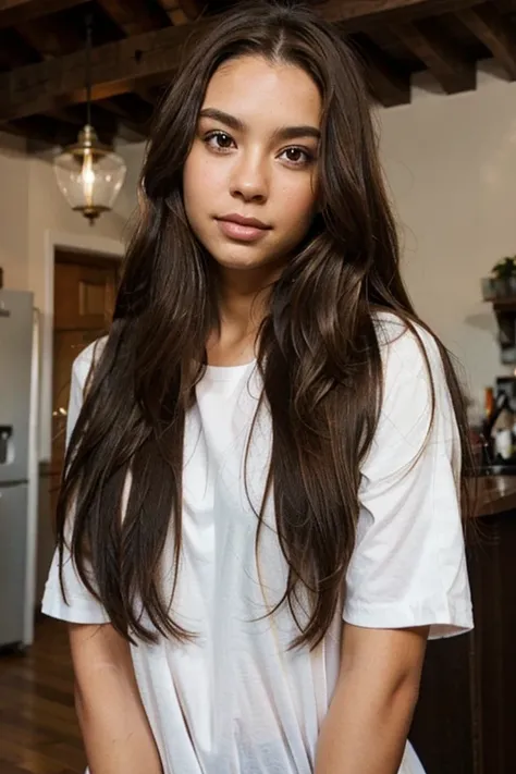 mixed race woman long brown hair