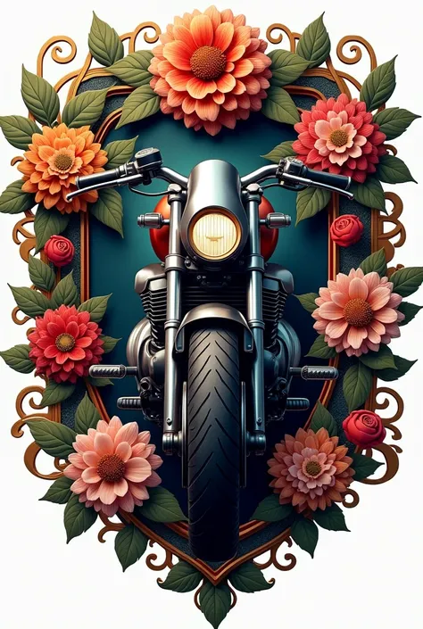 motorcycle coat of arms with flower