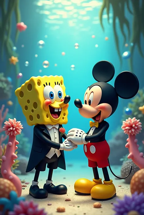 Bob esponja se casando com Mickey mouse