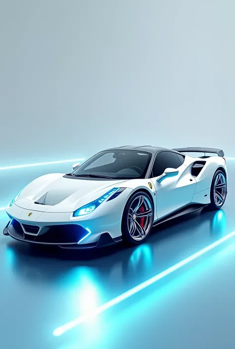 ferrari 458 italy white with blue leds with chrome wheels with high resolution, 