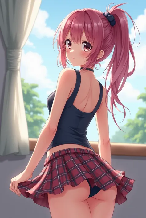 Upskirt of anime girl without panties 

