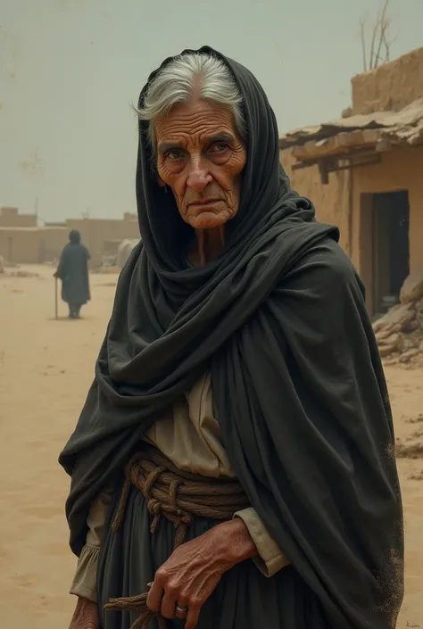 sad old arab woman