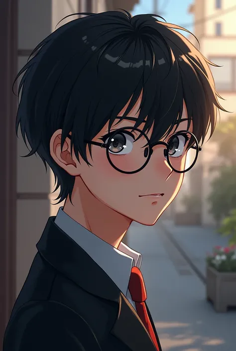 make me the most handsome anime charecter with black hair & round glasses