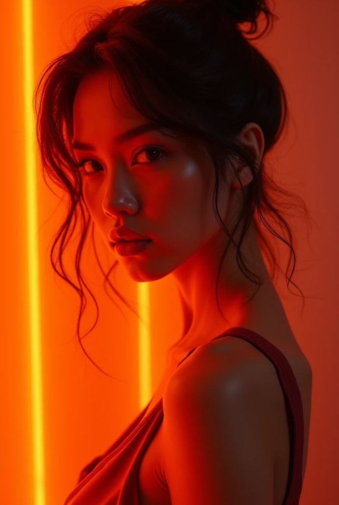 Girl with orange neon