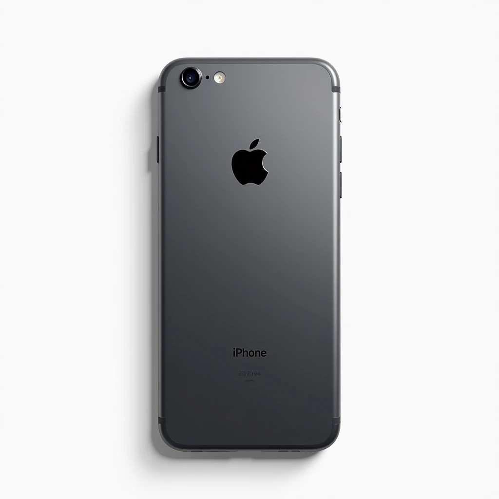 front look iphone 6s plus space gray in the white background included iphone font writing and logo