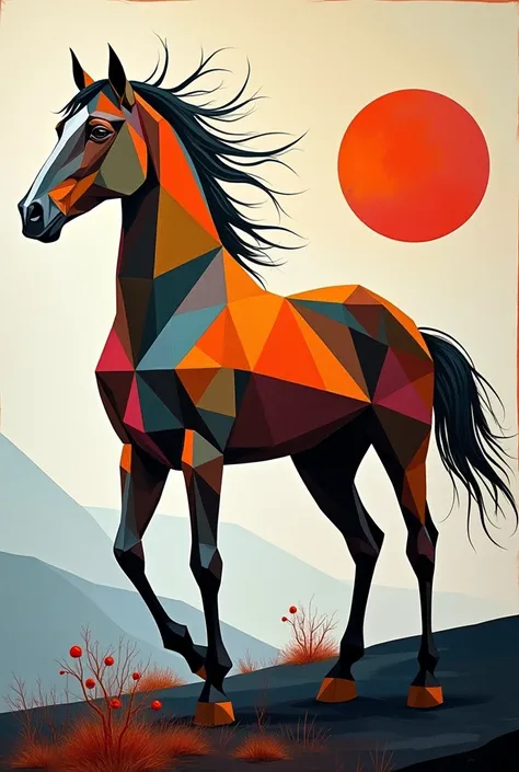 Painting of horse in geomattical shapes