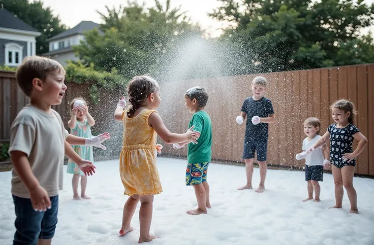 photo of kids playing in a soap foam