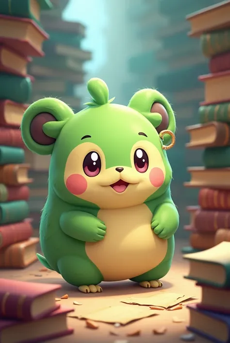 Mascot for a collecting monsters game 
Green
Books related
Cute
Pokemonish