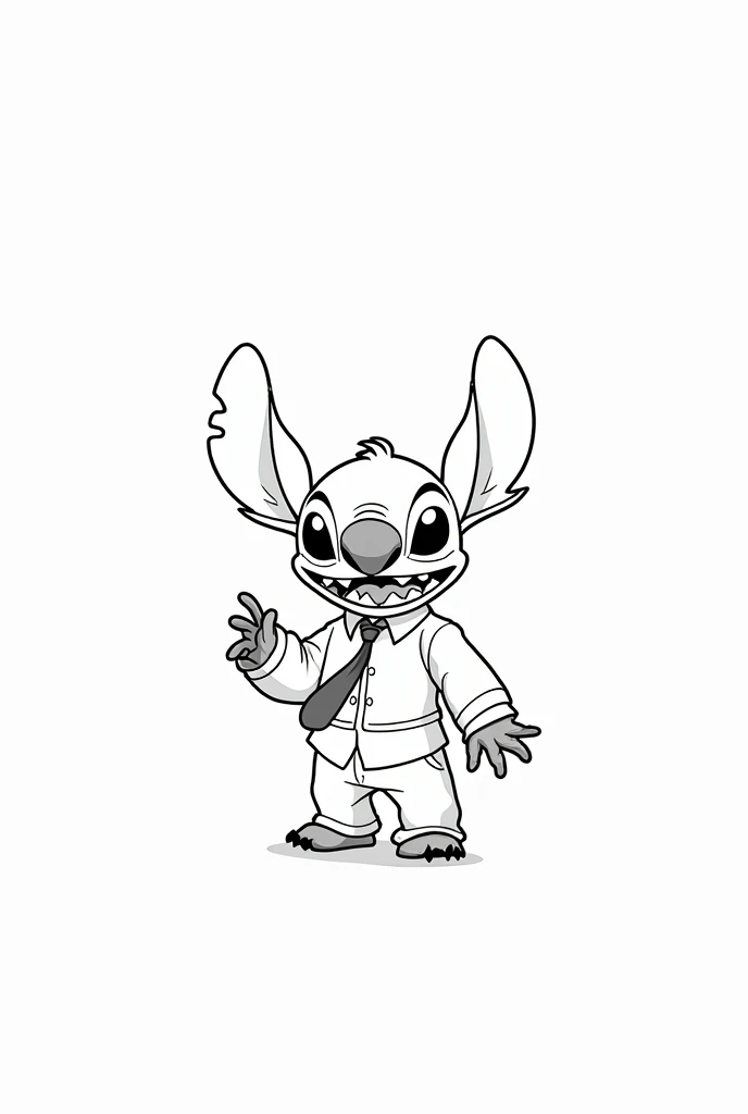 create a black and white image to color of disney stitch at school BEING A TEACHER, IN WHITE SO YOU CAN COLOR IT