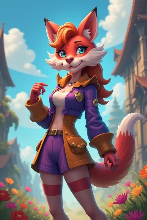 Furry character women game design not realistic  art full height 