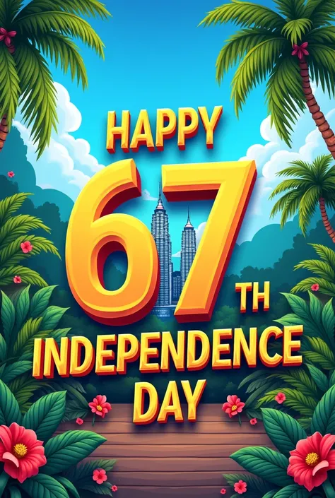 Create a poster about Malaysia independence day 67 years. write "Happy 67th Independence Day" on poster 