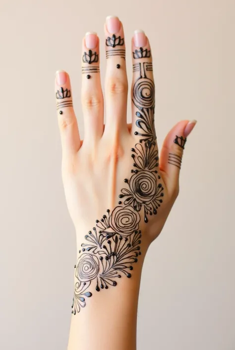 generate modern and simple Karwa Chauth Special mehndi design on hand