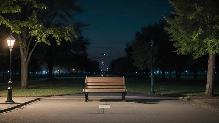 a park bench in the dead of night,front bench,just a bank